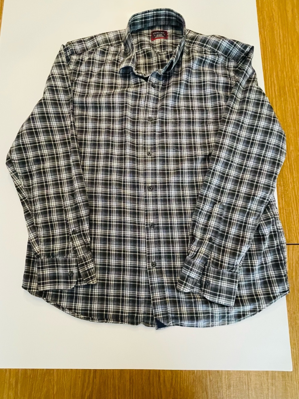 Men's Untuckit Black, blue & White Plaid Button-Up pocket Shirt